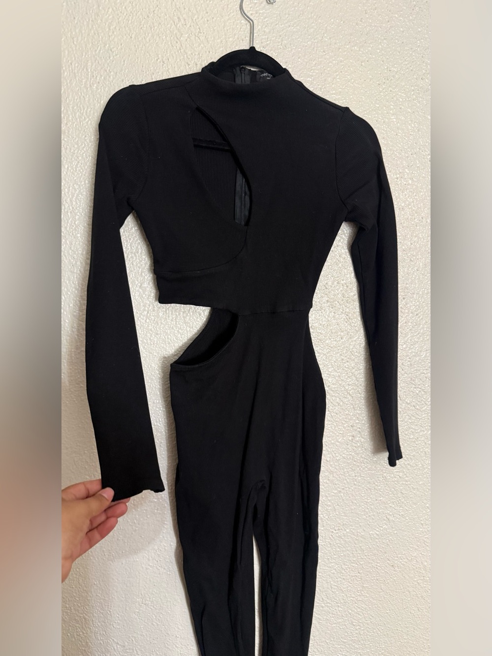 Naked wardrobe Black Asymmetrical Cutout snatching Bodycon jumpsuit size M - Picture 3 of 8
